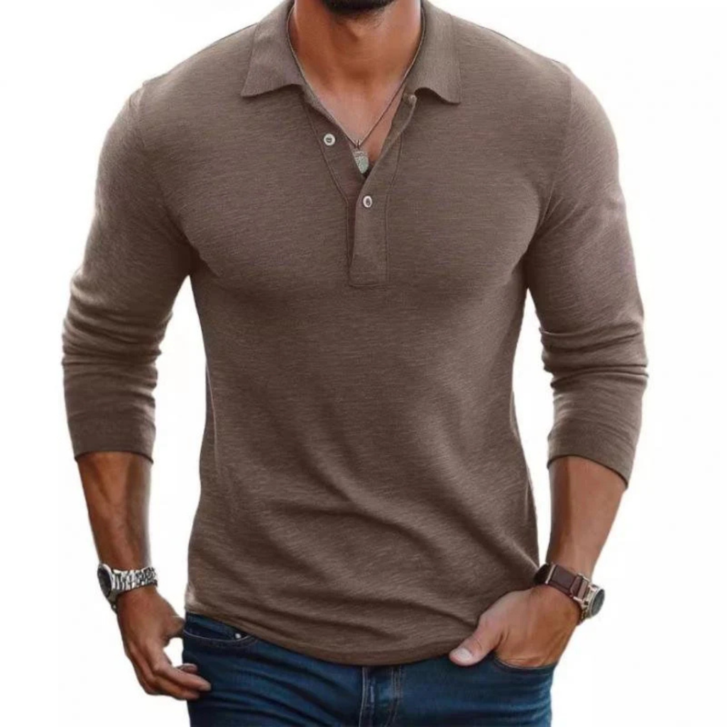 Men's Premium Slim Fit Long Sleeve Polo Shirt