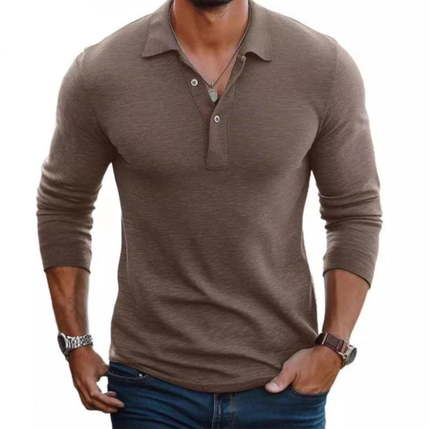Men's Premium Slim Fit Long Sleeve Polo Shirt