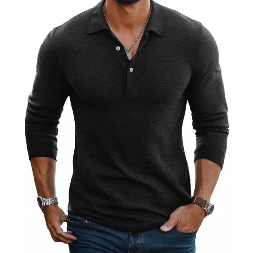 Men's Premium Slim Fit Long Sleeve Polo Shirt