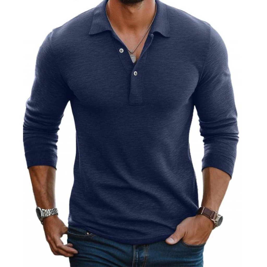 Men's Premium Slim Fit Long Sleeve Polo Shirt