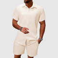 Men's Premium Textured Short Sleeve Two-Piece Set
