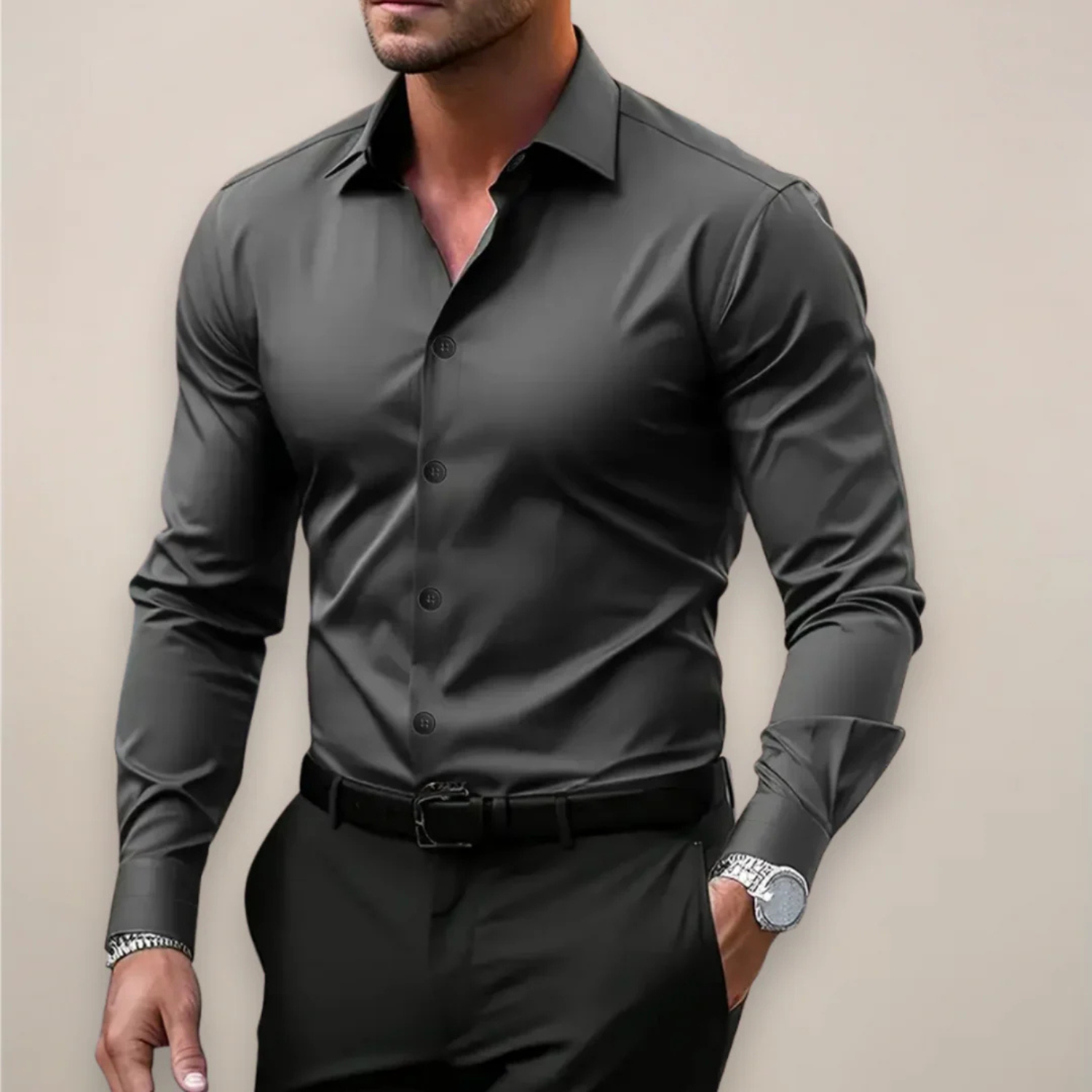 Men's Slim Fit Long Sleeve Dress Shirt