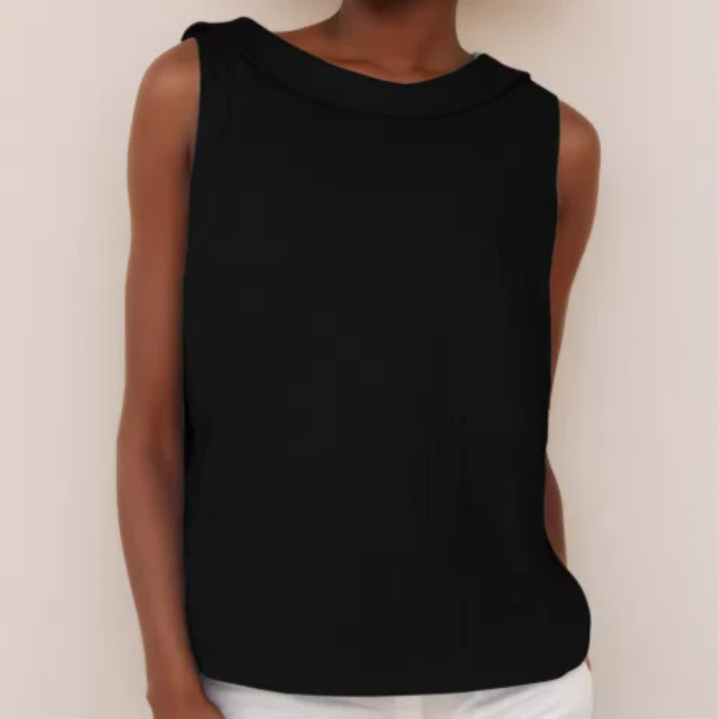 Women's Sleeveless Linen Top with Folded Collar