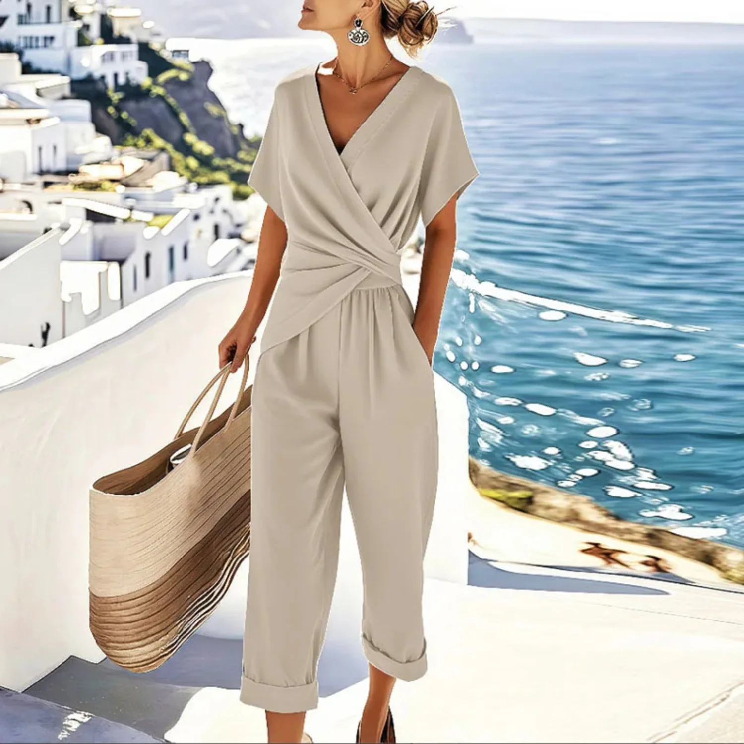 Women's Elegant Draped Two-Piece Set