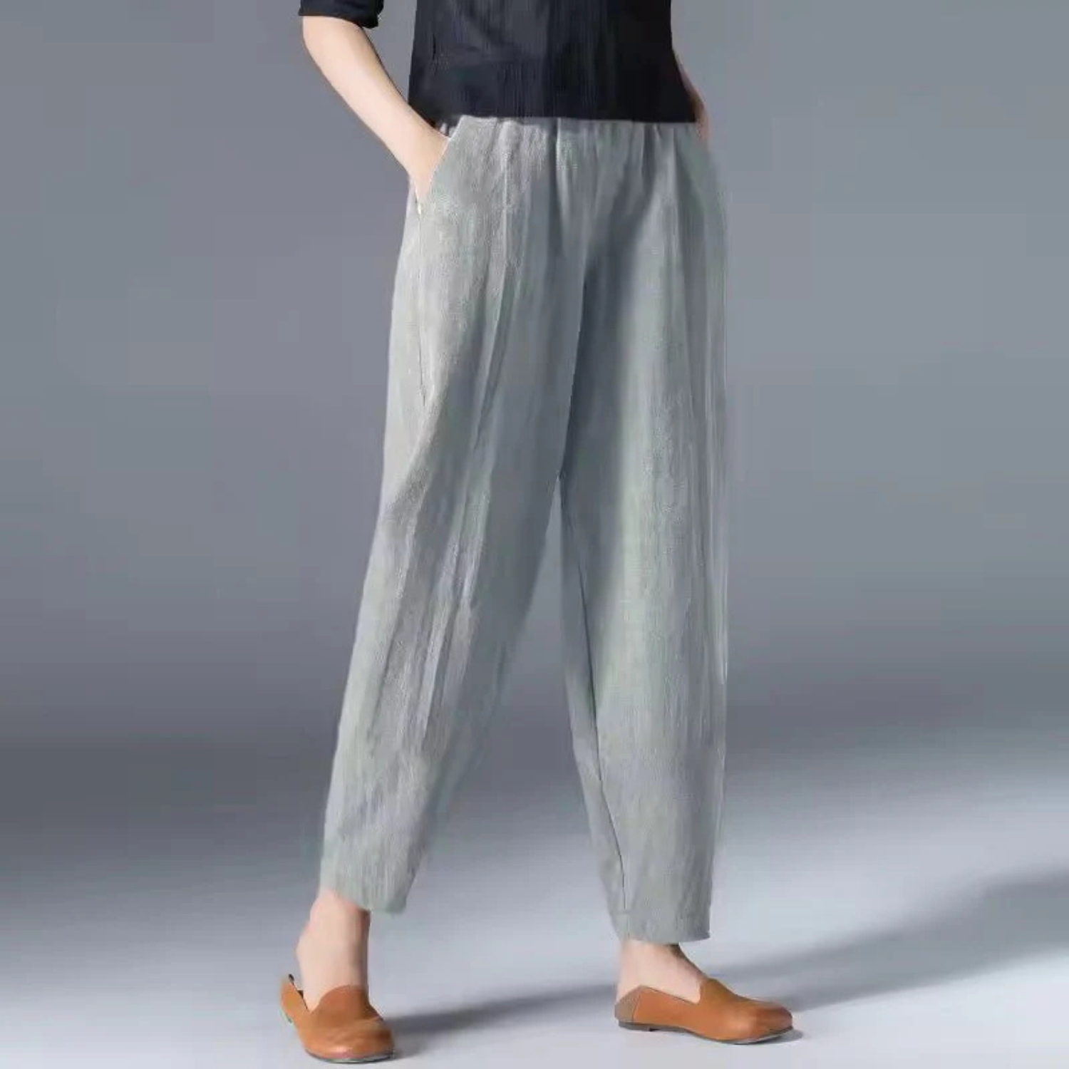 Women's Casual Linen Tapered Pants
