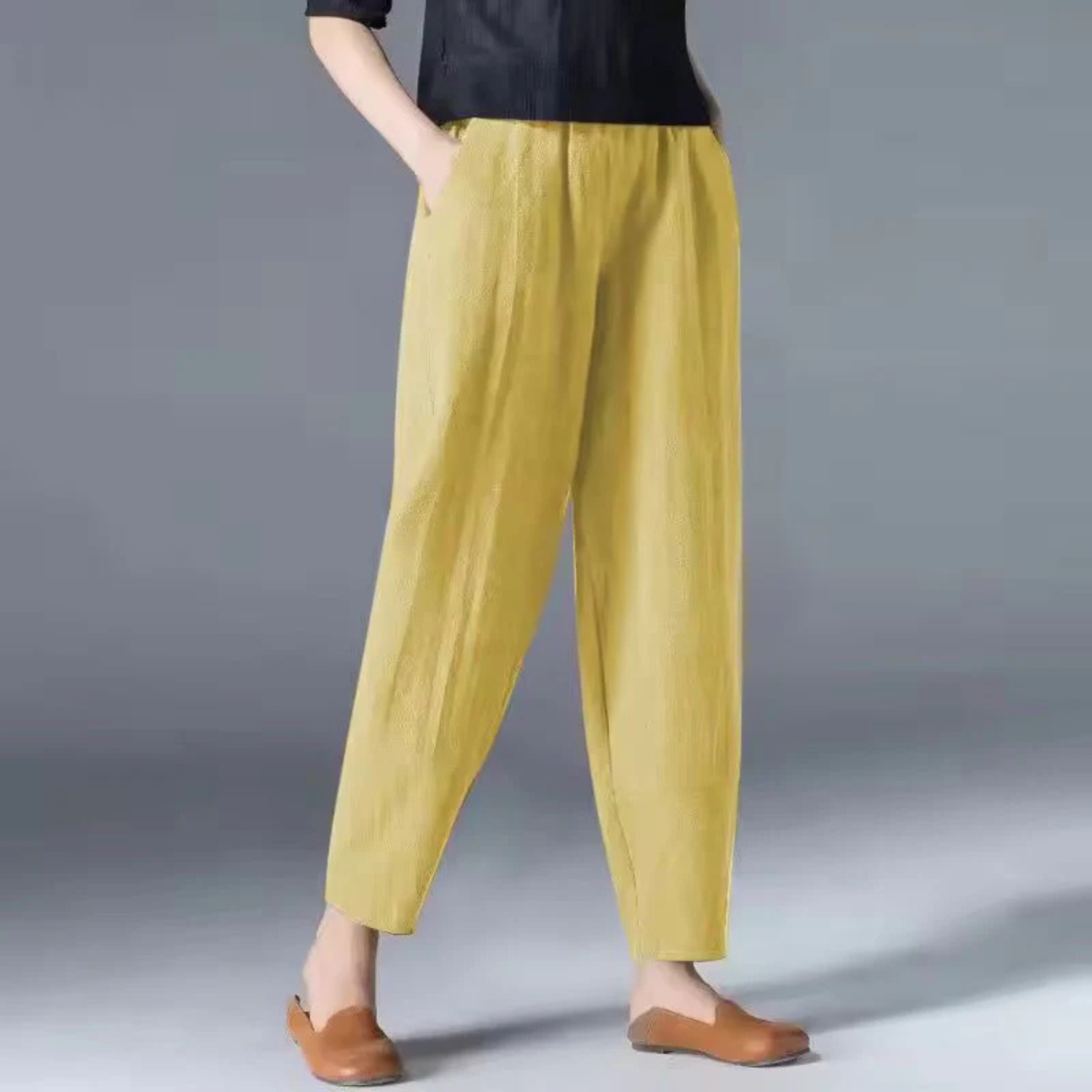 Women's Casual Linen Tapered Pants