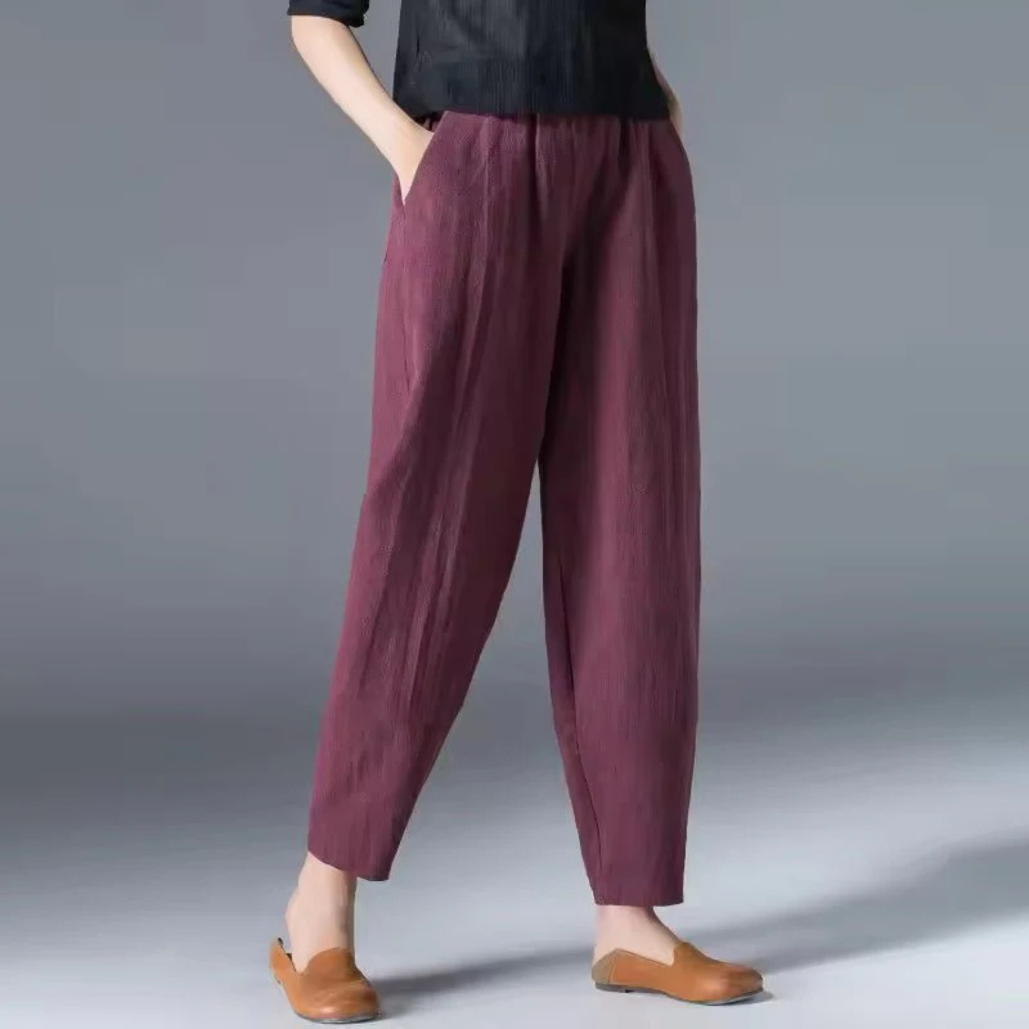 Women's Casual Linen Tapered Pants