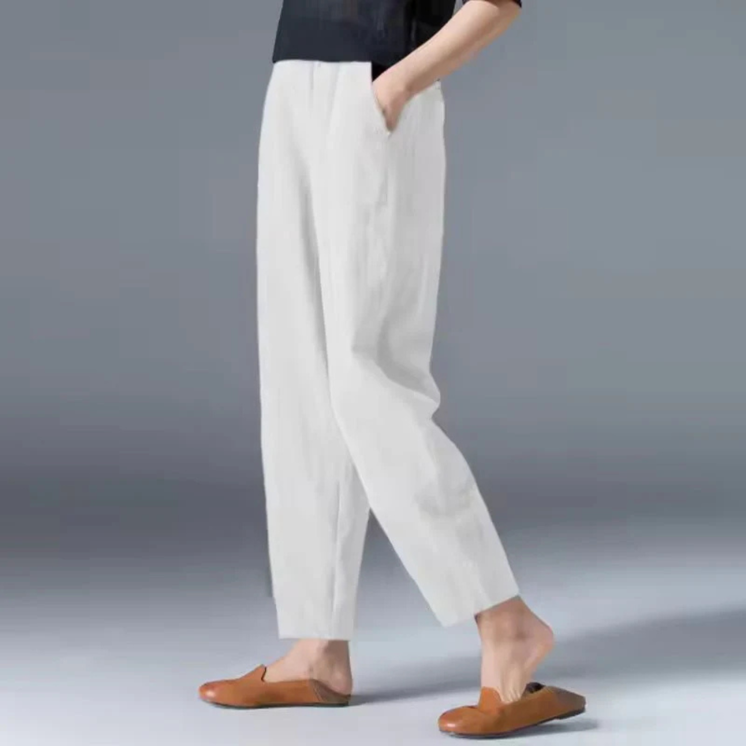 Women's Casual Linen Tapered Pants