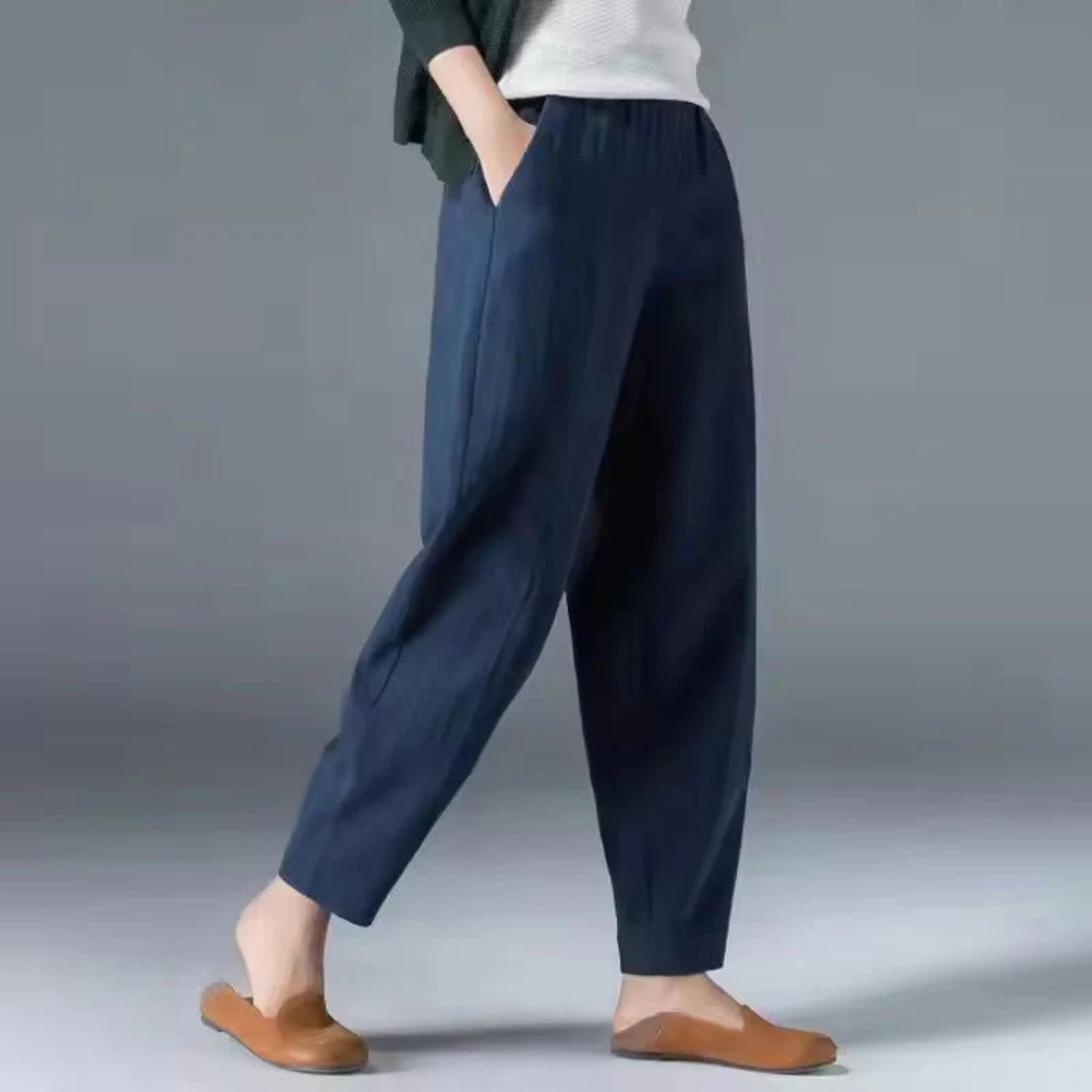 Women's Casual Linen Tapered Pants