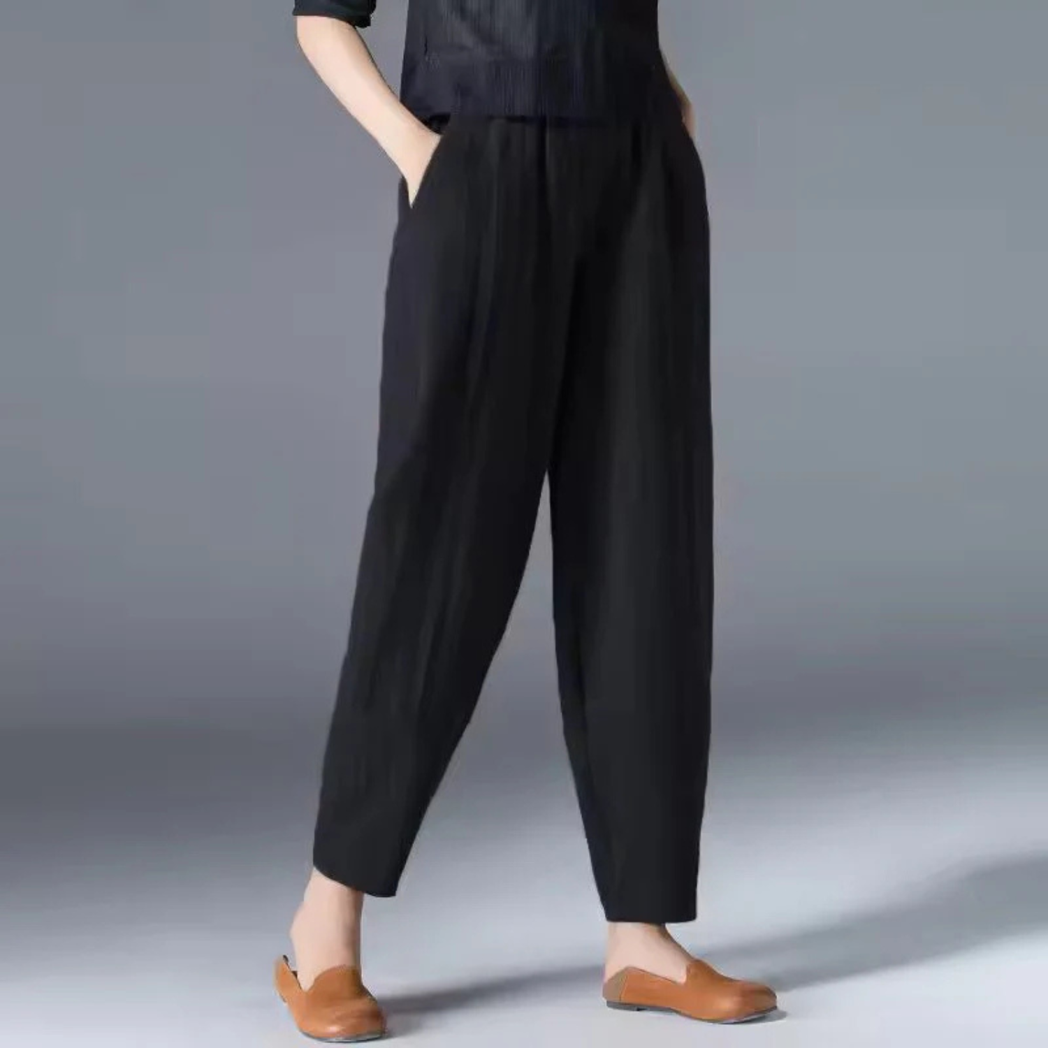 Women's Casual Linen Tapered Pants