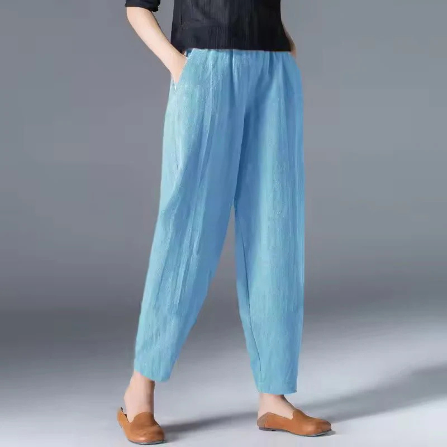Women's Casual Linen Tapered Pants
