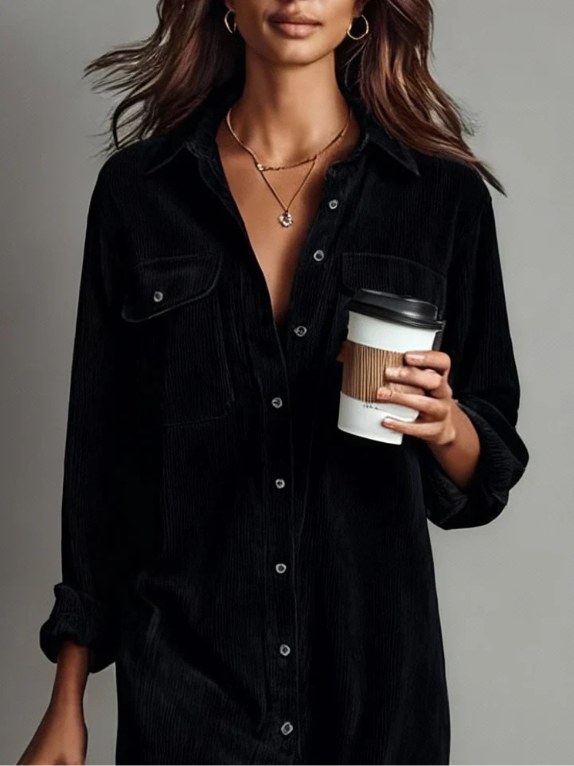 Women's Elegant Button-Up Midi Dress