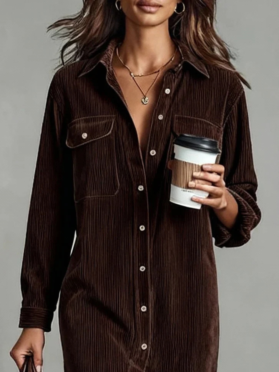 Women's Elegant Button-Up Midi Dress