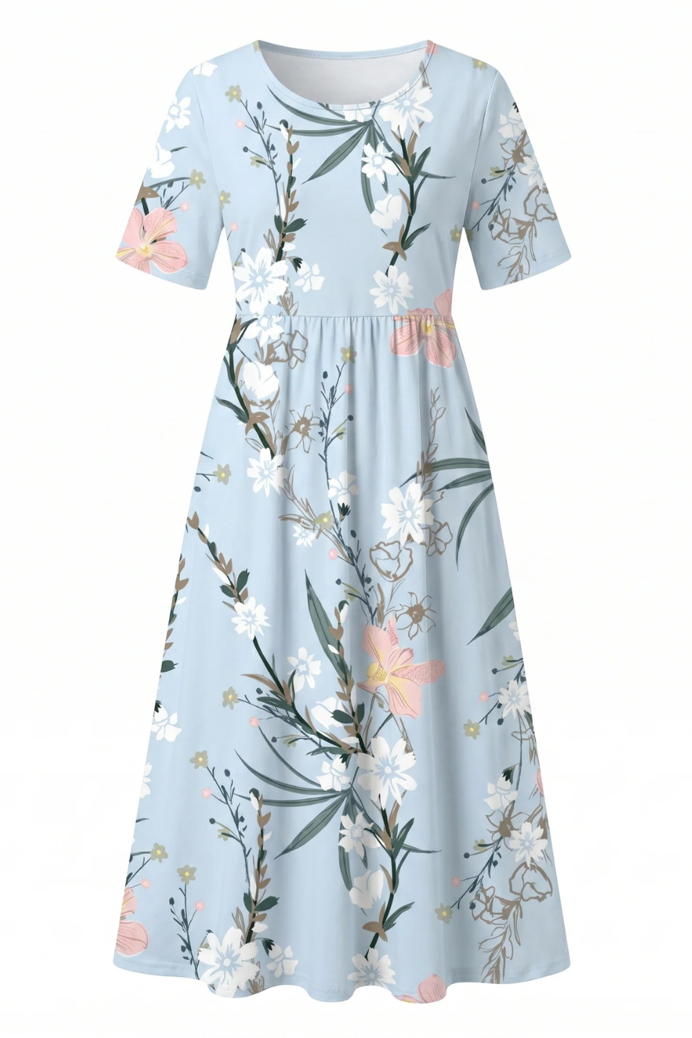 Women's Elegant Floral Print Midi Dress