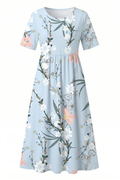 Women's Elegant Floral Print Midi Dress