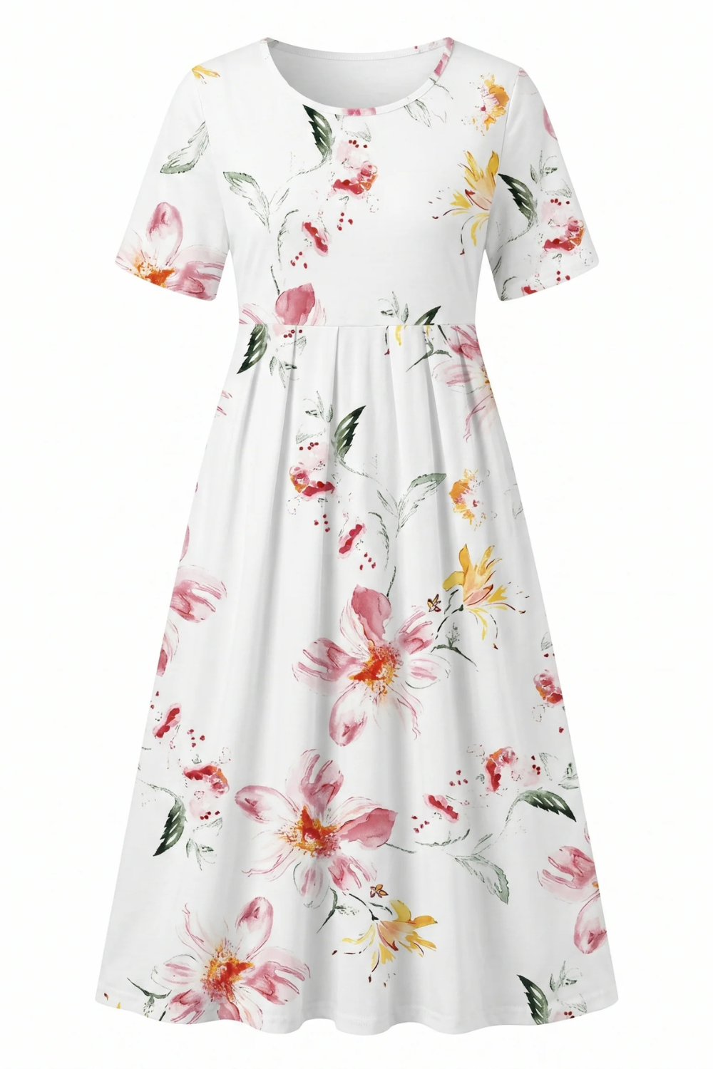 Women's Elegant Floral Print Midi Dress