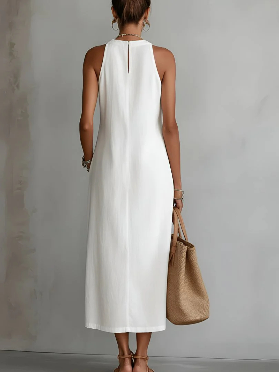 Women's Elegant Sleeveless Lace Trim Maxi Dress