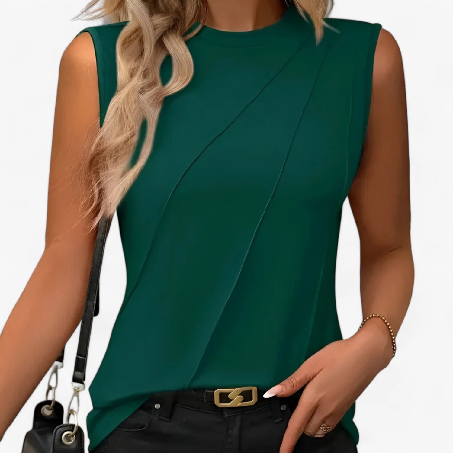 Women's Elegant Sleeveless Pleated Blouse
