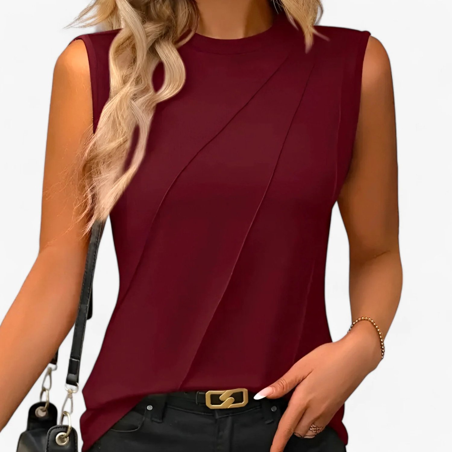 Women's Elegant Sleeveless Pleated Blouse