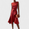 Women's Elegant Draped Sleeveless Midi Dress