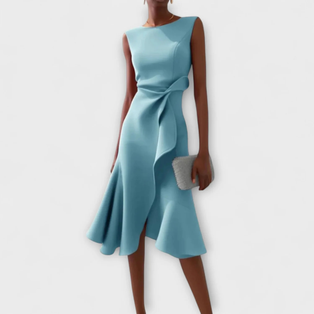 Women's Elegant Draped Sleeveless Midi Dress
