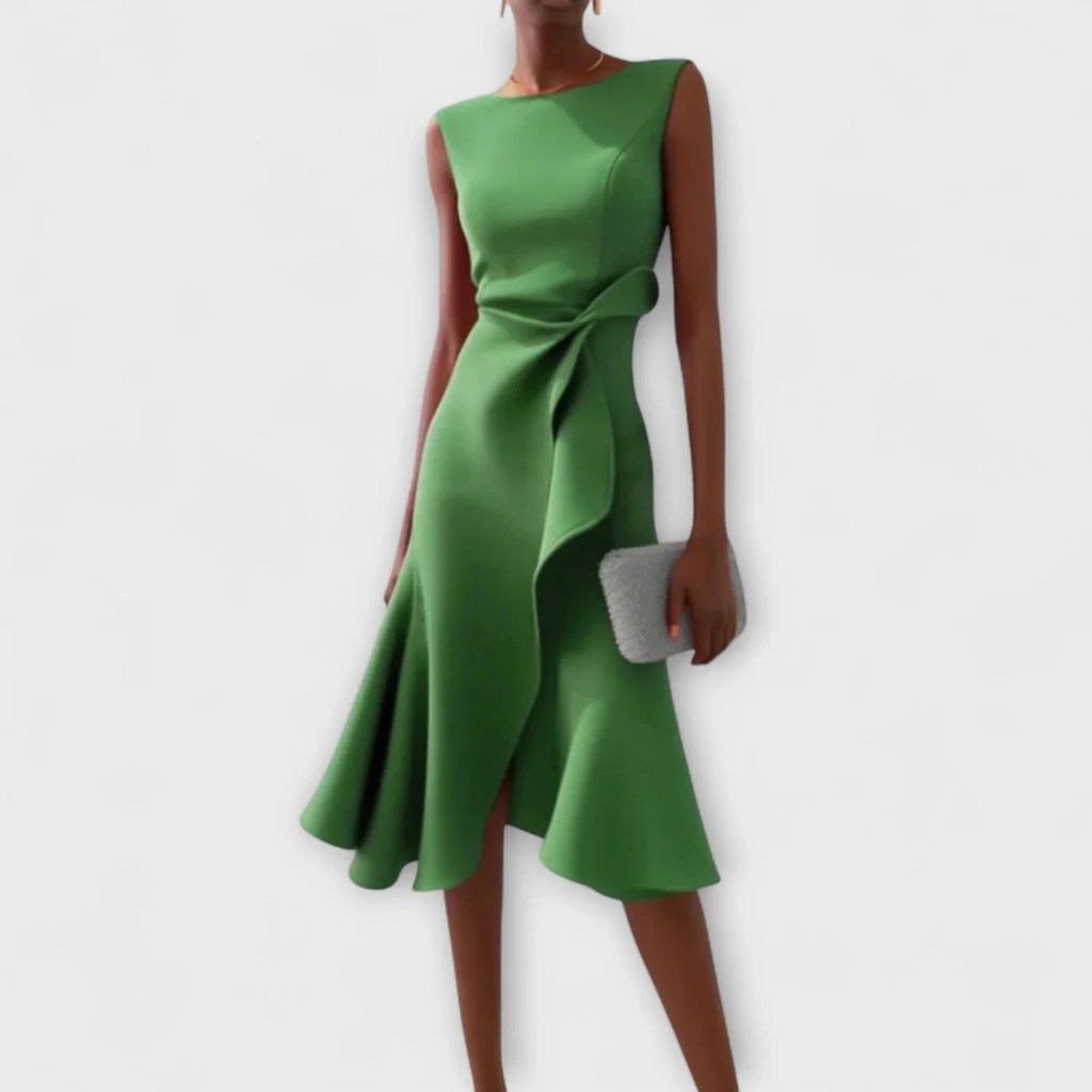 Women's Elegant Draped Sleeveless Midi Dress