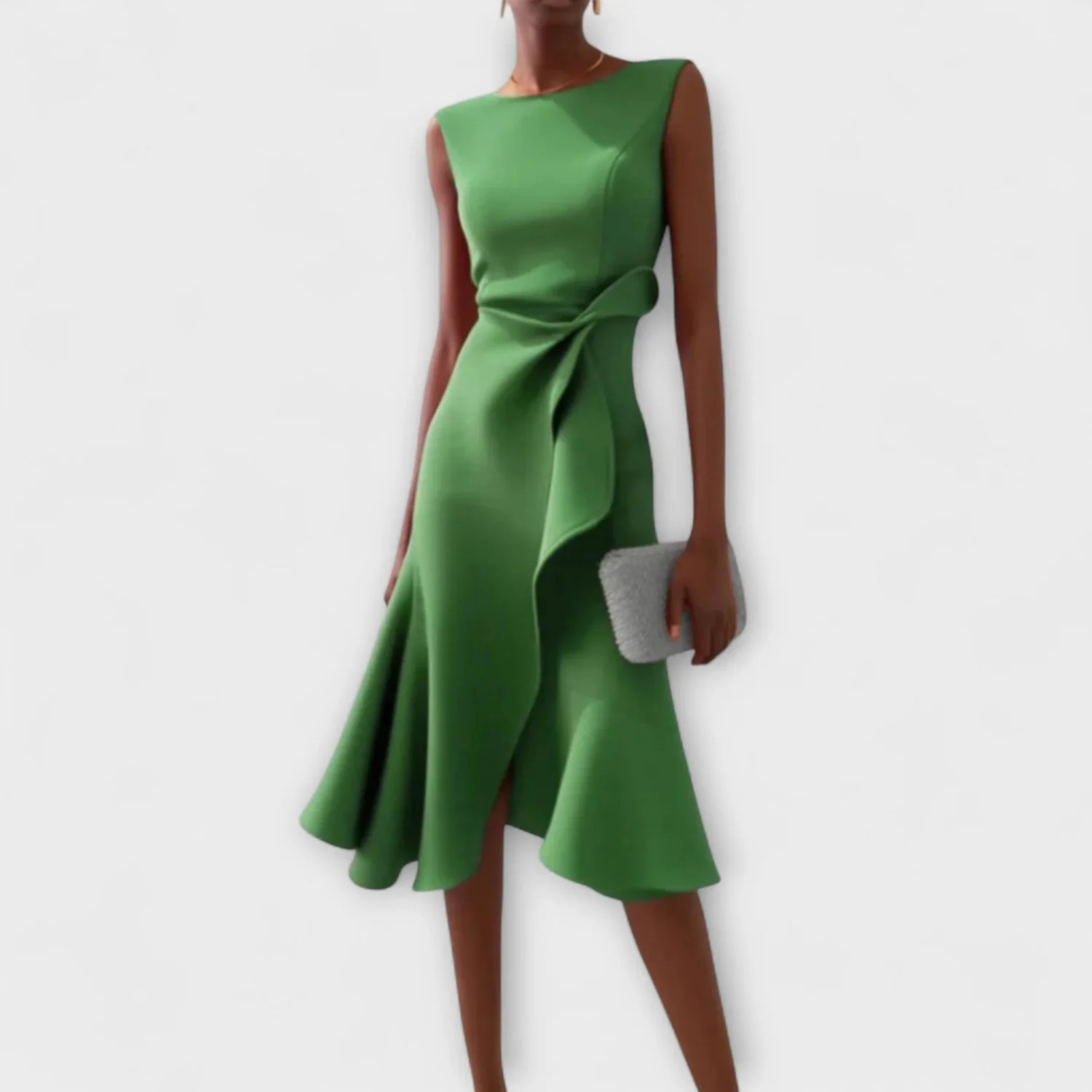 Women's Elegant Draped Sleeveless Midi Dress