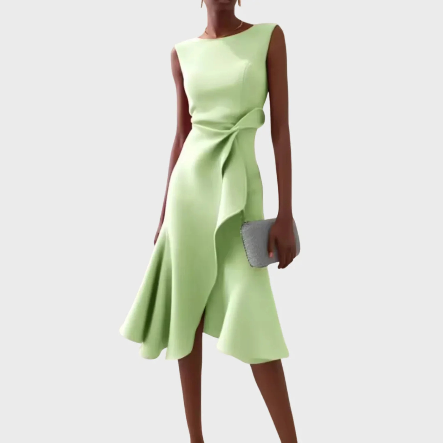 Women's Elegant Draped Sleeveless Midi Dress