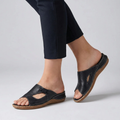 Women's Leather Open Toe Slide Sandals