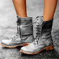 Women's Leather Retro Lace-Up Ankle Boots