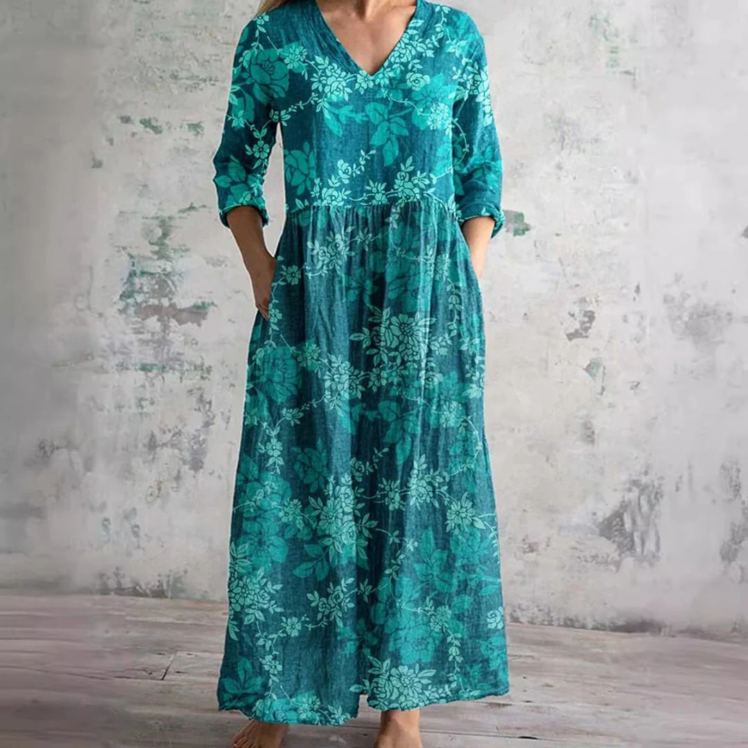 Women's Vintage Floral Print Maxi Dress