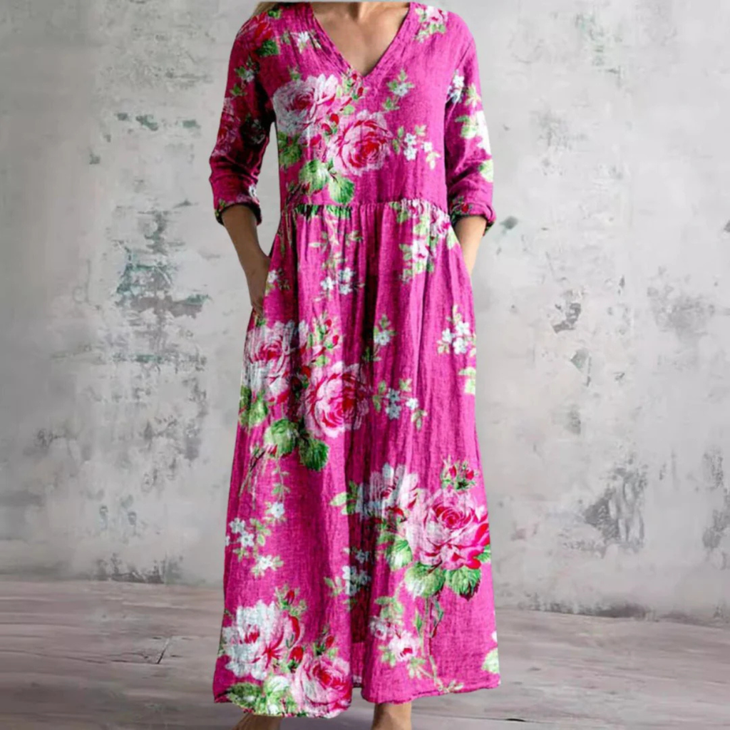 Women's Vintage Floral Print Maxi Dress