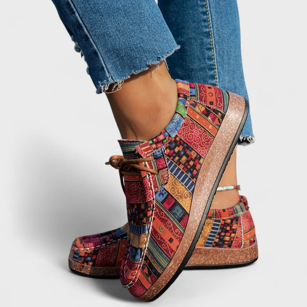 Women's Vintage Printed Lace-Up Comfort Shoes