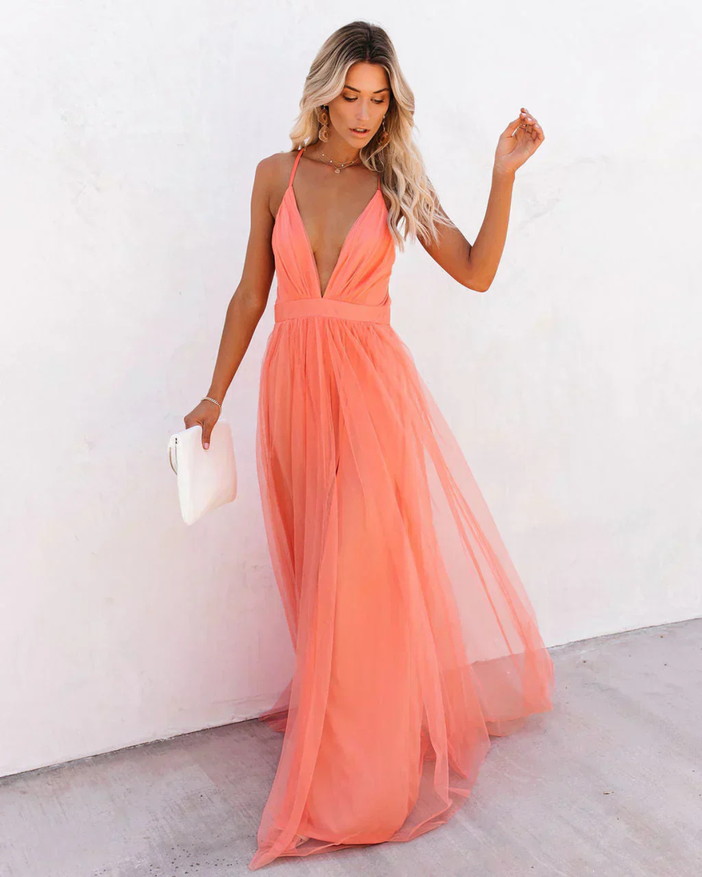 Women's Wedding Guest V-Neck Maxi Dress