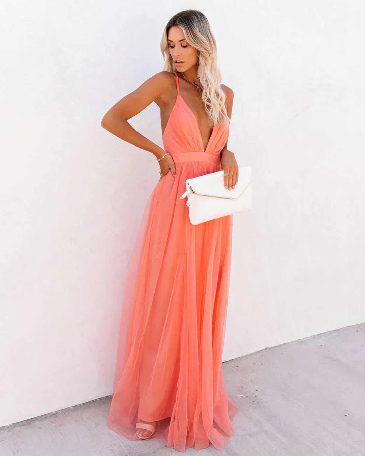 Women's Wedding Guest V-Neck Maxi Dress