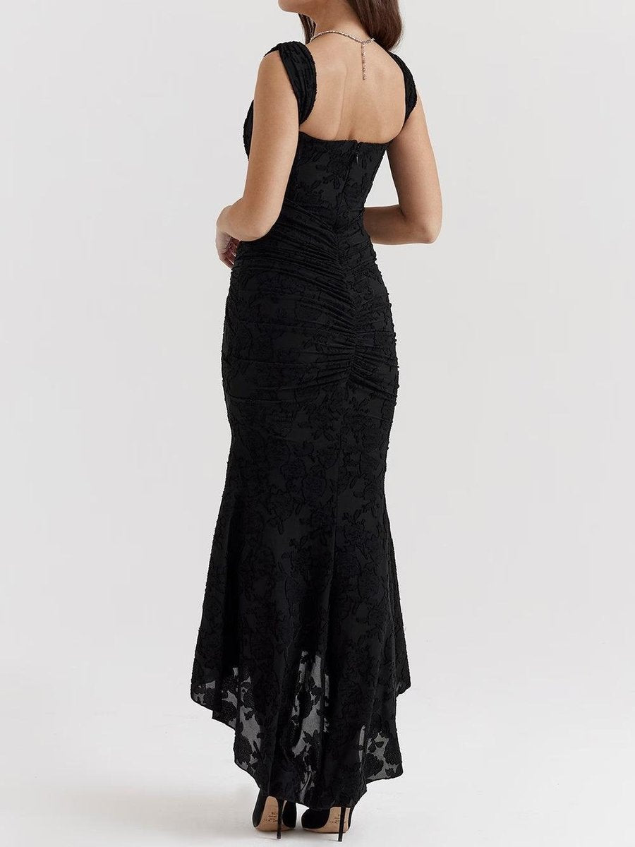Mother of the Bride Dress Corset Ruched Mermaid Jacquard Midi