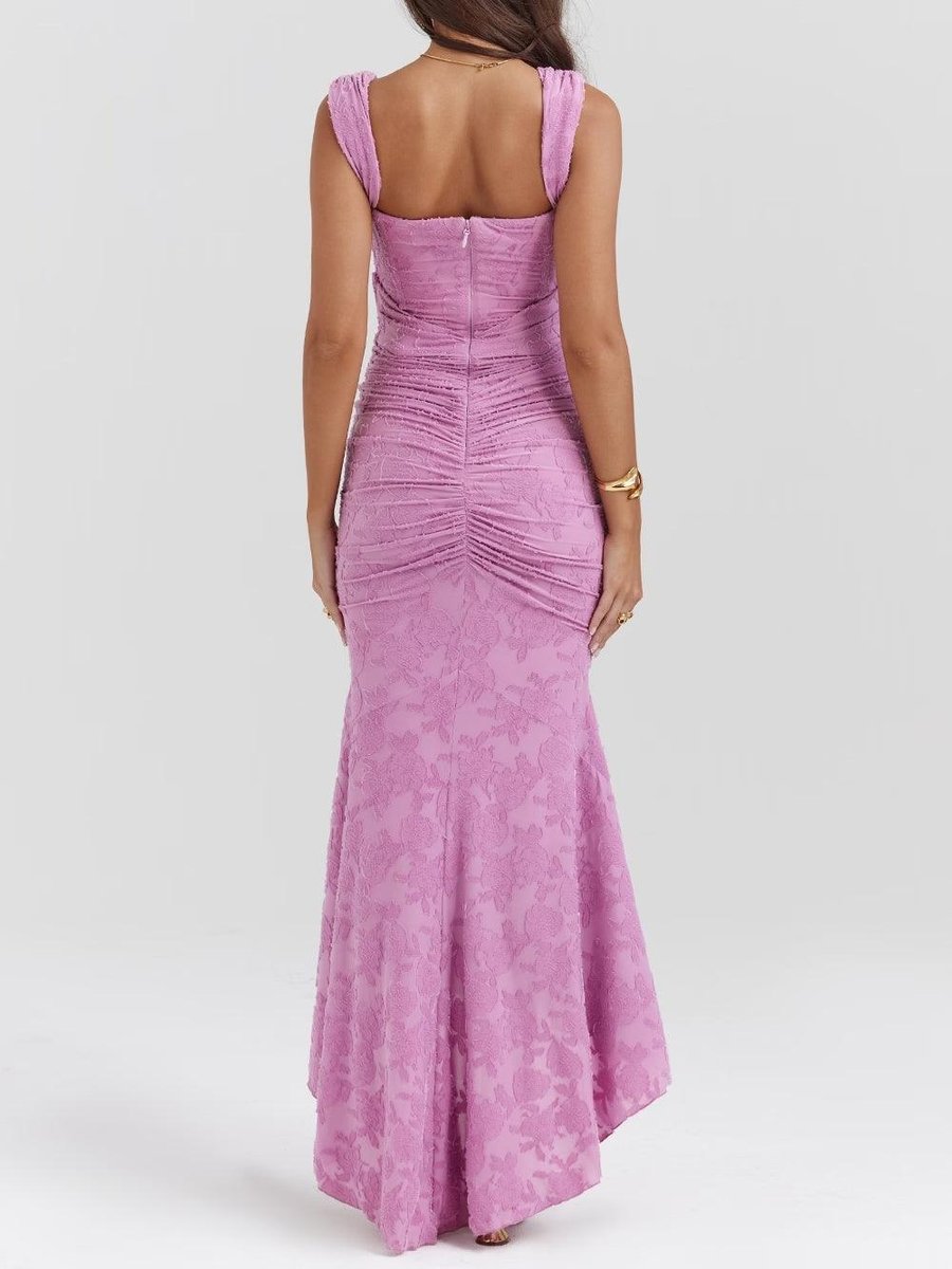 Mother of the Bride Dress Corset Ruched Mermaid Jacquard Midi