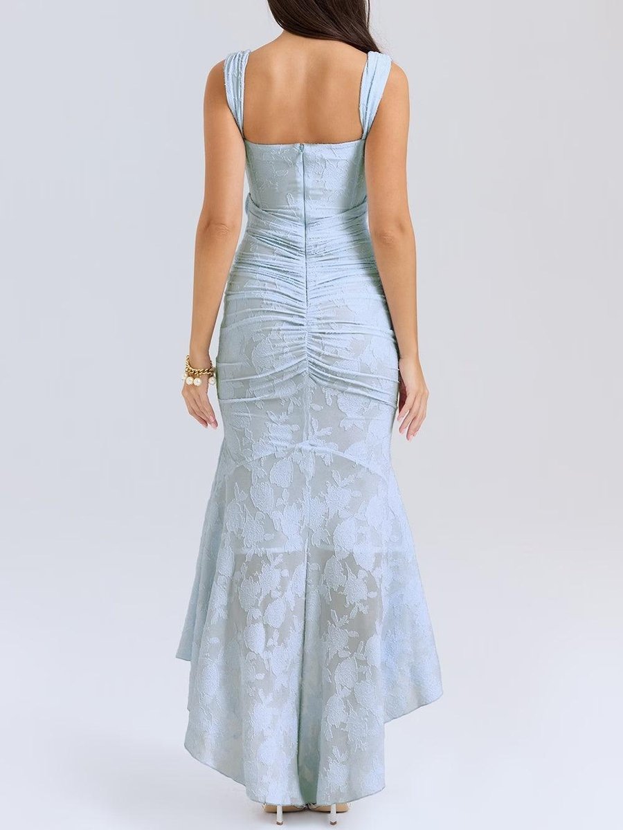 Mother of the Bride Dress Corset Ruched Mermaid Jacquard Midi