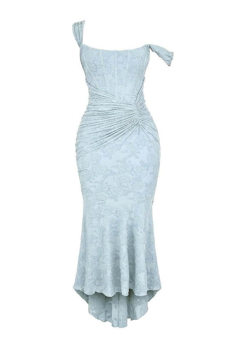 Mother of the Bride Dress Corset Ruched Mermaid Jacquard Midi