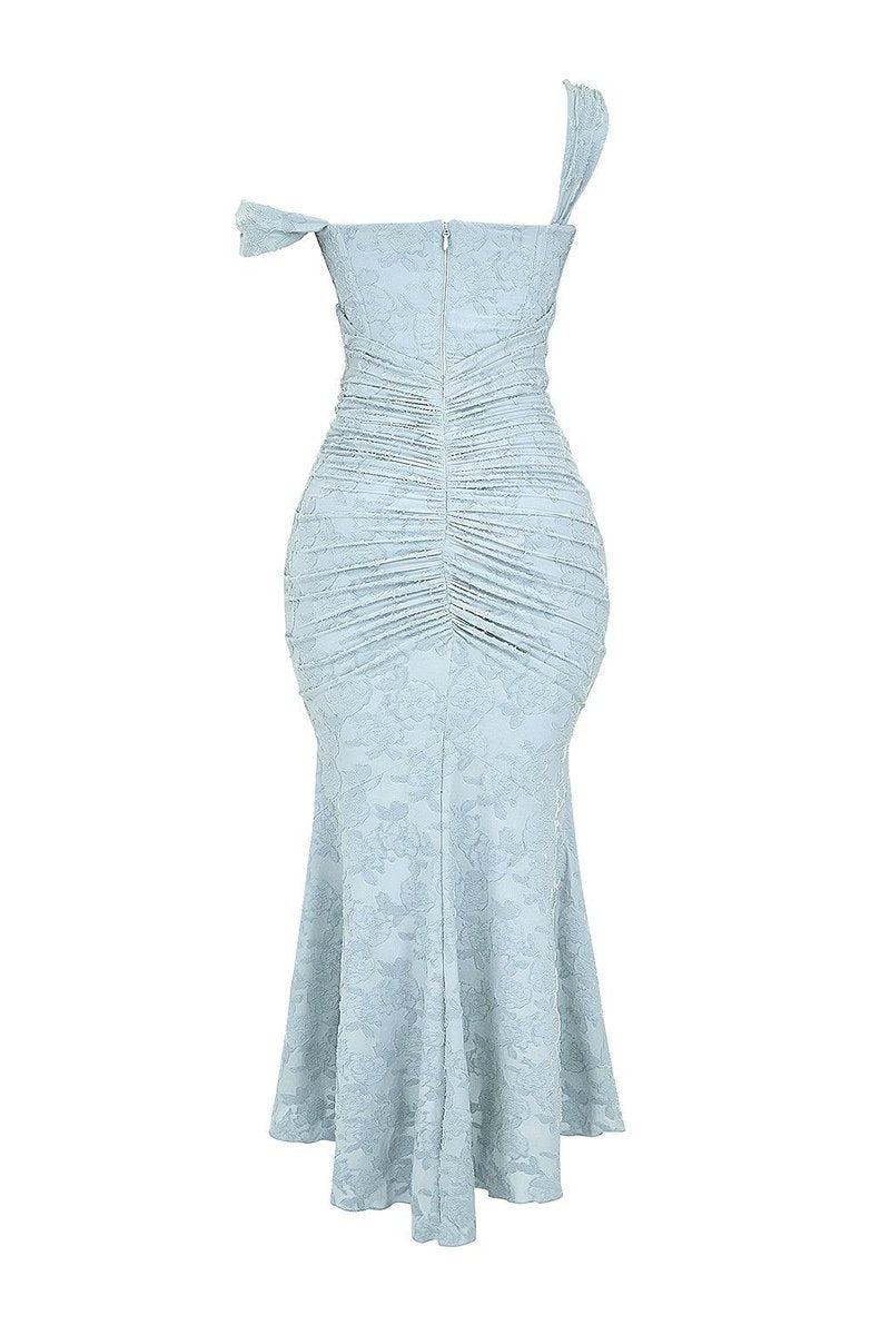 Mother of the Bride Dress Corset Ruched Mermaid Jacquard Midi