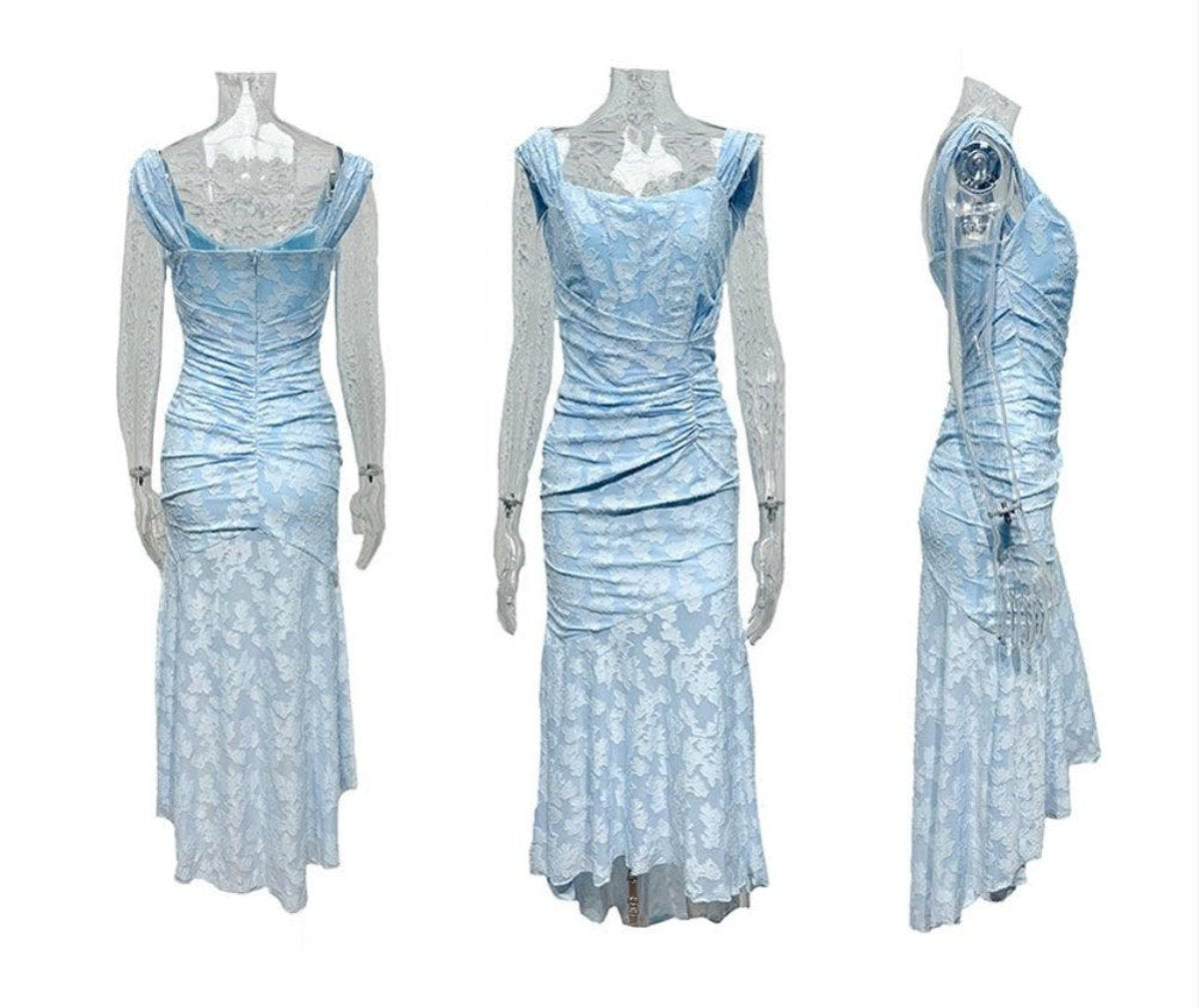 Mother of the Bride Dress Corset Ruched Mermaid Jacquard Midi