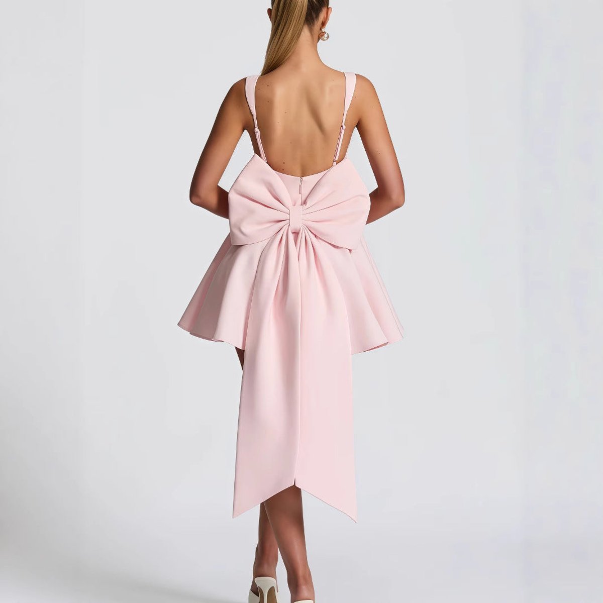 Women's A-Line Oversized Bow-Back Mini Cocktail Dress