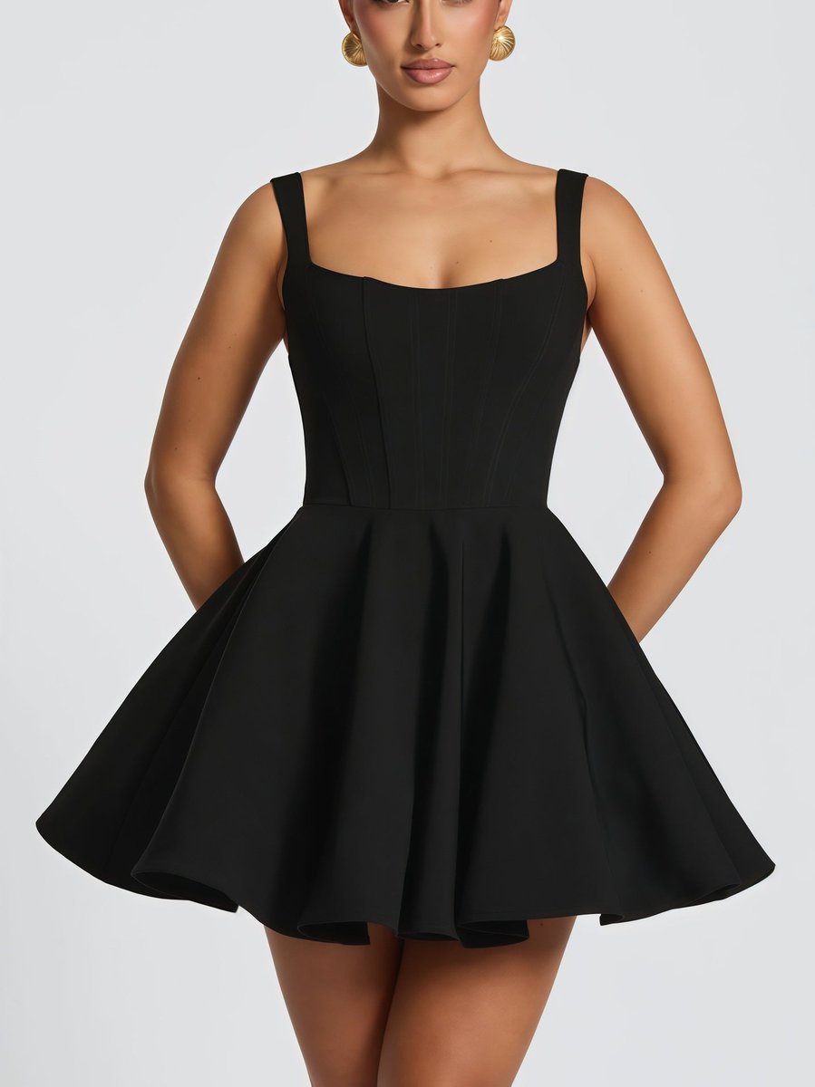 Women's A-Line Oversized Bow-Back Mini Cocktail Dress - Black
