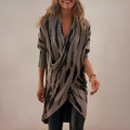 Women's Abstract Print V-Neck Draped Tunic Cardigan