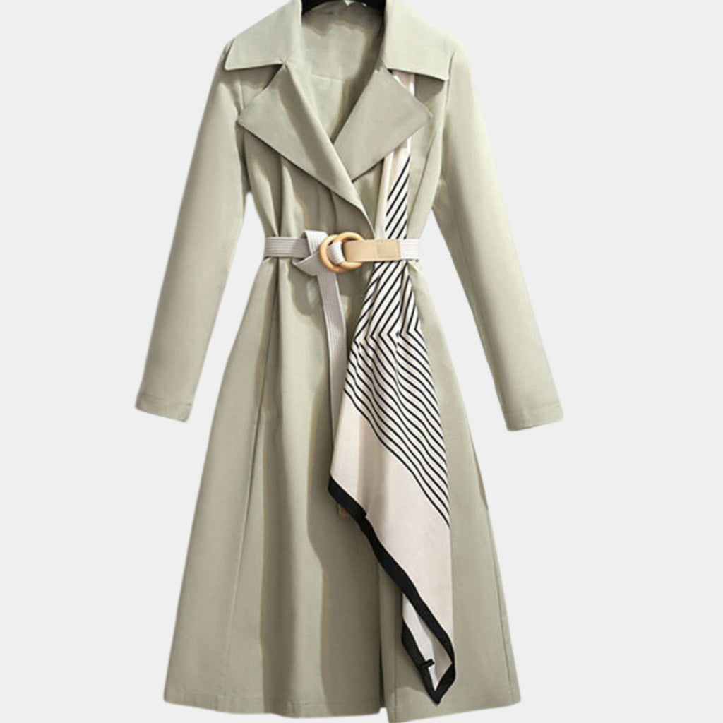 Women's Belted Midi Trench Coat Relaxed Fit - Green
