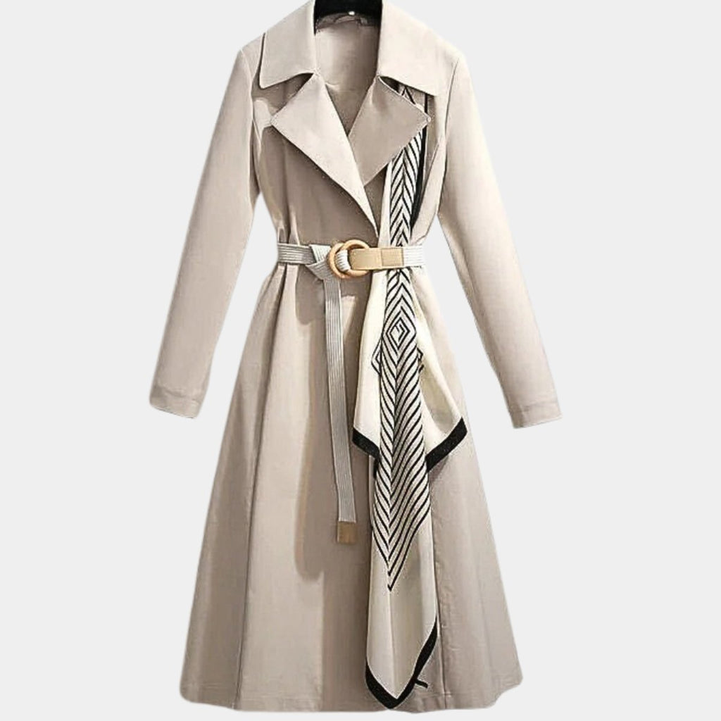 Women's Belted Midi Trench Coat Relaxed Fit - Beige