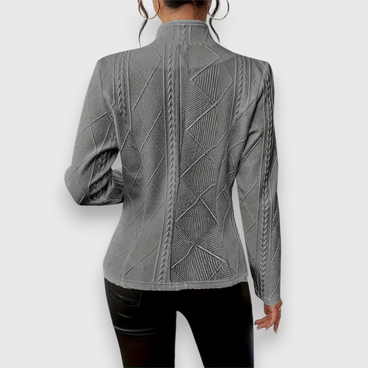 Women's Cable-Knit Textured Mock-Neck Long-Sleeve Sweater Top