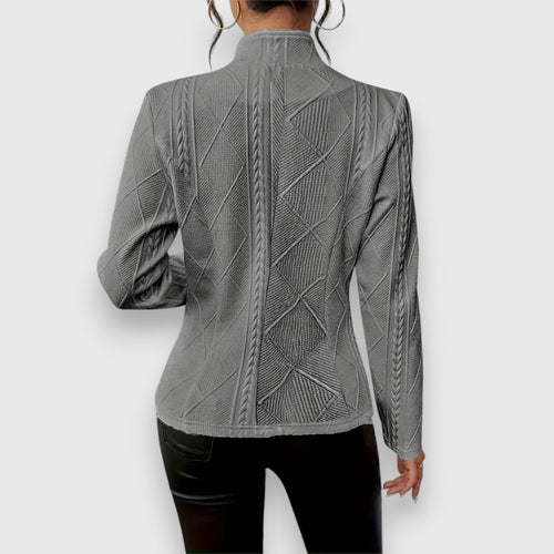 Women's Cable-Knit Textured Mock-Neck Long-Sleeve Sweater Top