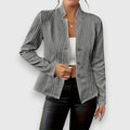Women's Cable-Knit Textured Mock-Neck Long-Sleeve Sweater Top - Gray