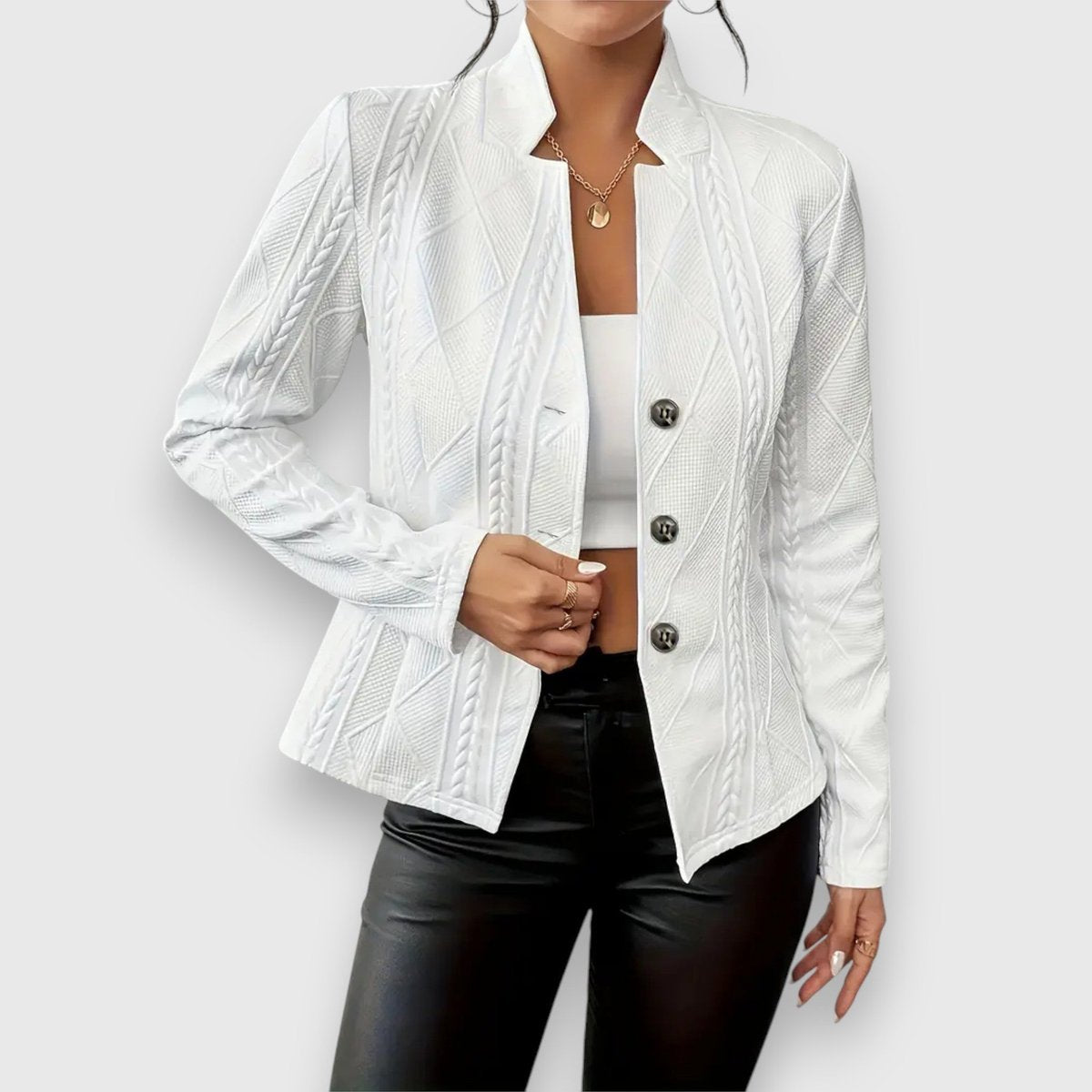Women's Cable-Knit Textured Mock-Neck Long-Sleeve Sweater Top